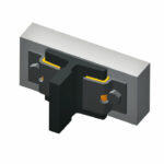 Aufzugschienenisolator mit Cellasto (Grafische Darstellung), Cellasto für Aufzüge, Dämpferelemente
